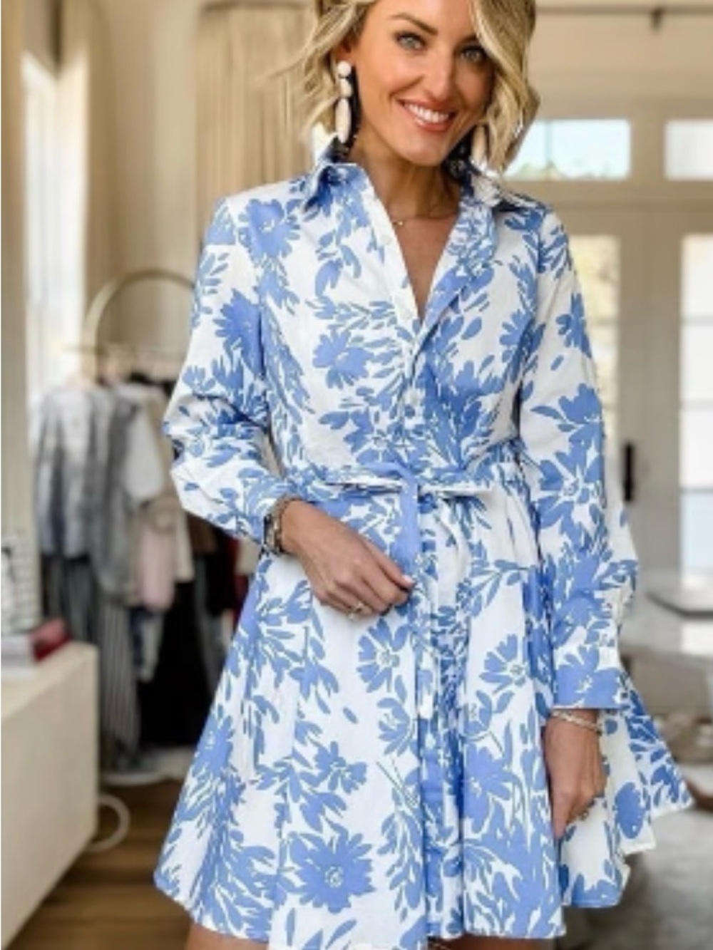 Women's long sleeve mini shirtdress A
New Day Blue Floral XS
